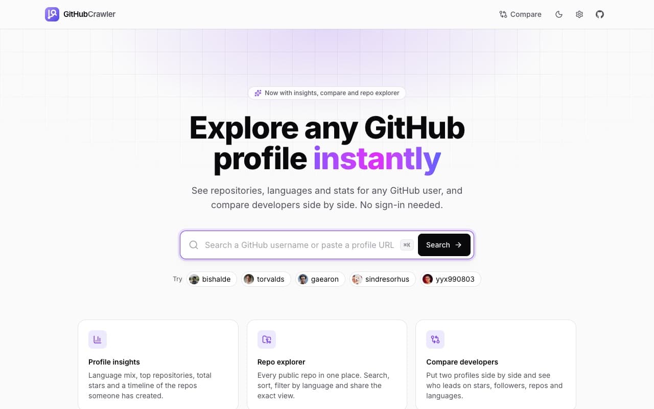 GitHubCrawler website